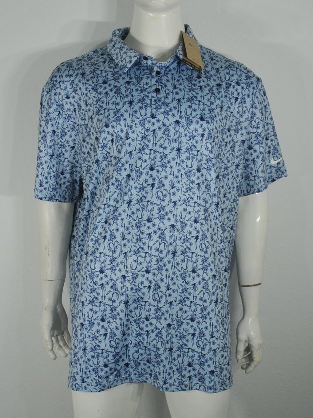 Nike Golf Polo Men's 3XL Dri-FIT short sleeve Floral Blue NWT